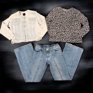 Theory Jean Jacket Black Leopard Print Top Art Class Jeans